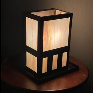 Arts and Crafts Mission Slag Glass Lamp Converted from Wall Sconce